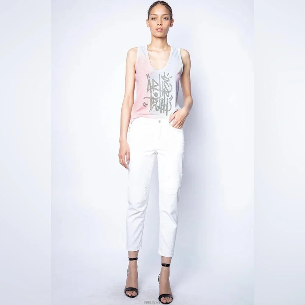 ‼️RARE‼️🎸Zadig & Voltaire🎸🔥NWT🔥TAM JORMI STRASS TIE-DYE Studded Tank—S - Picture 2 of 9